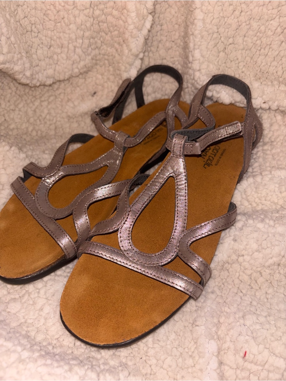 NAOT Metallic Taupe Leather Strappy Sandals Size 42 EU Women’s 11 US
